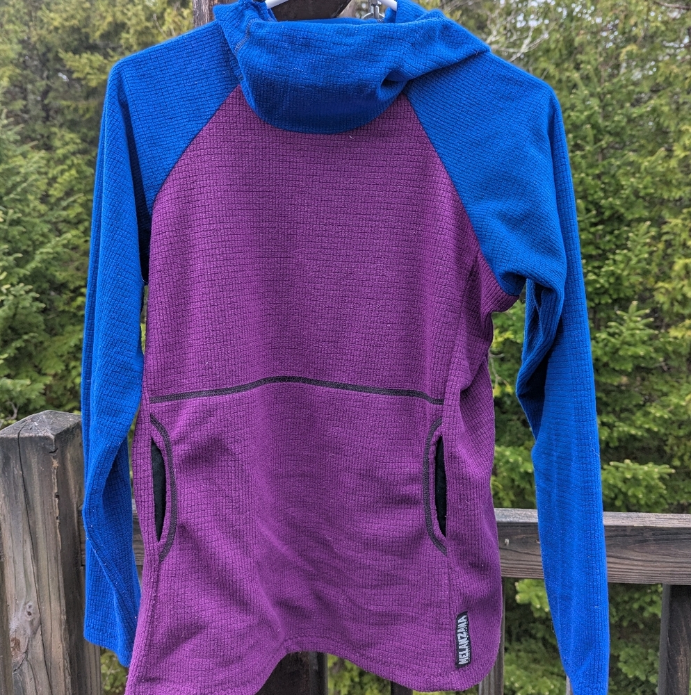 Melanzana Women's Purple and Blue Microgrid Fleece Hoodie